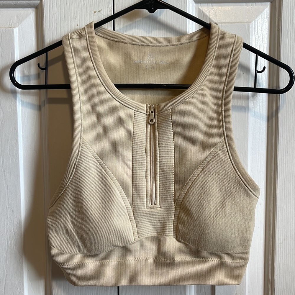 OFFLINE by Aerie seamless front zip long line sports bra size S
